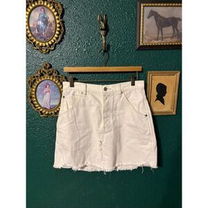 Free People We The Free Ivory Denim Skirt Distressed Size 28